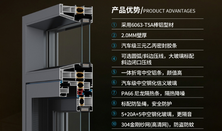 揽胜110断桥窗纱一体平开窗